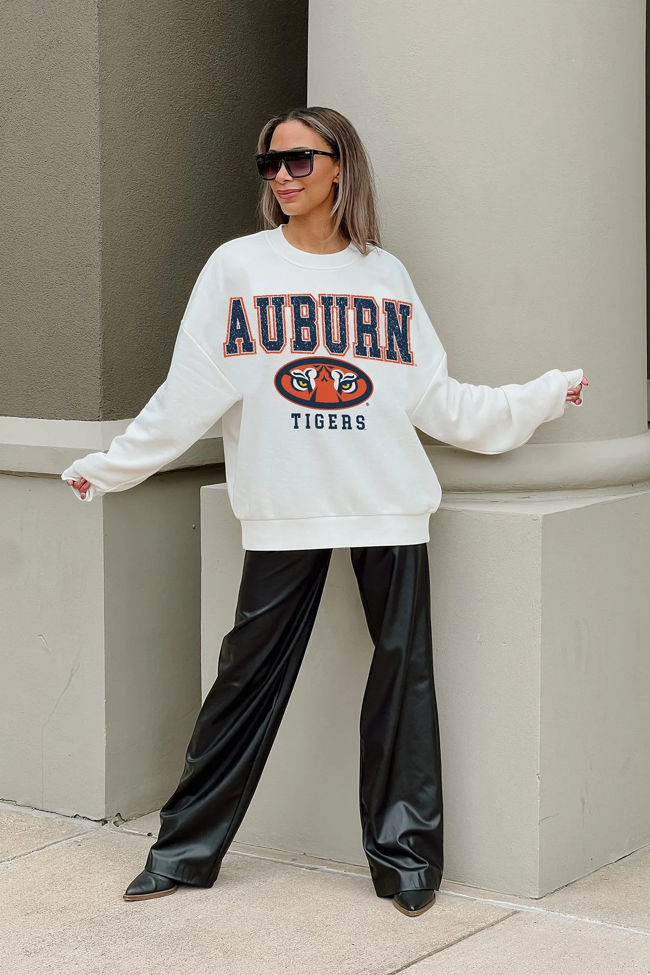 AUBURN TIGERS FREESTYLE PREMIUM FLEECE DROP SHOULDER CREWNECK PULLOVER