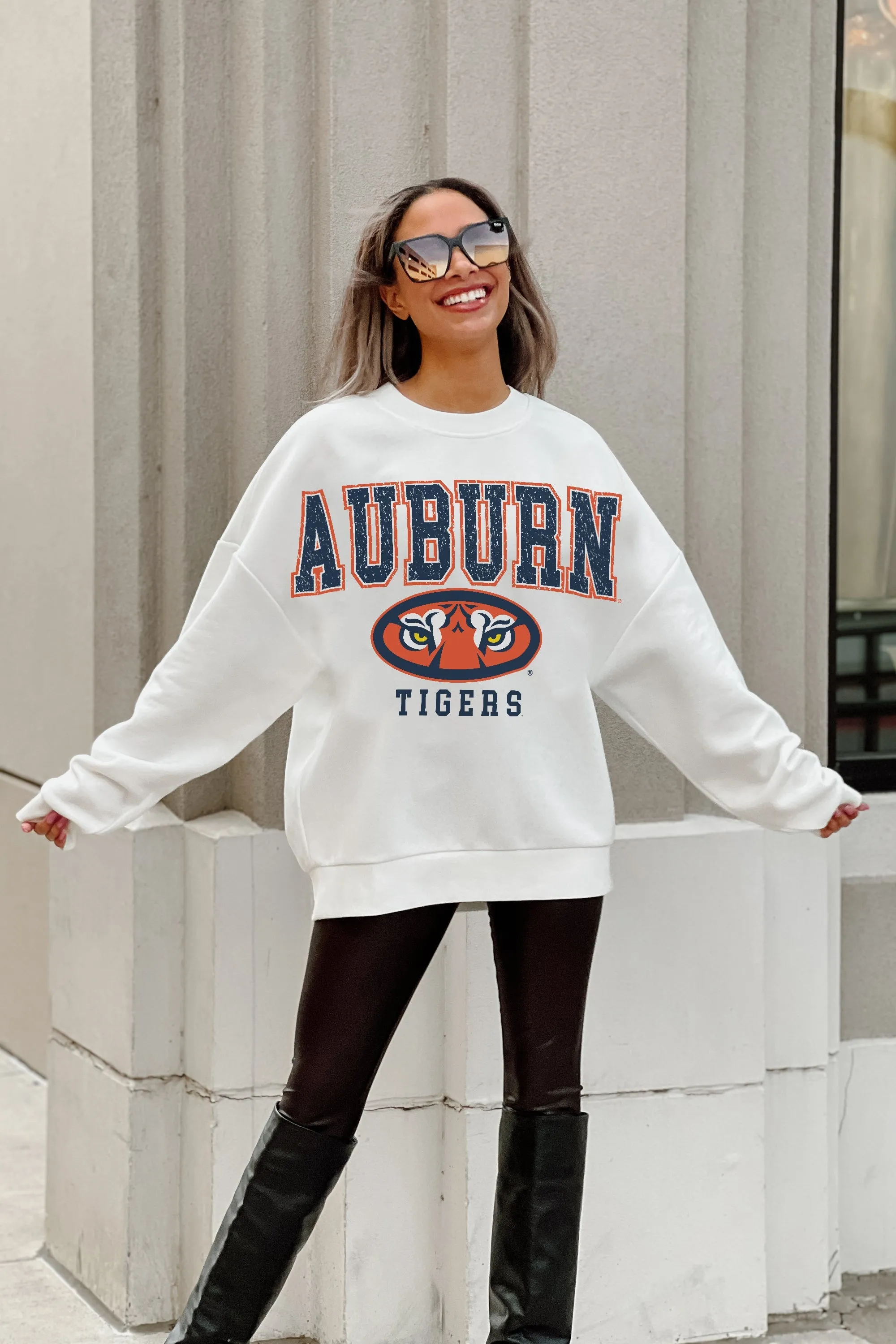 AUBURN TIGERS FREESTYLE PREMIUM FLEECE DROP SHOULDER CREWNECK PULLOVER