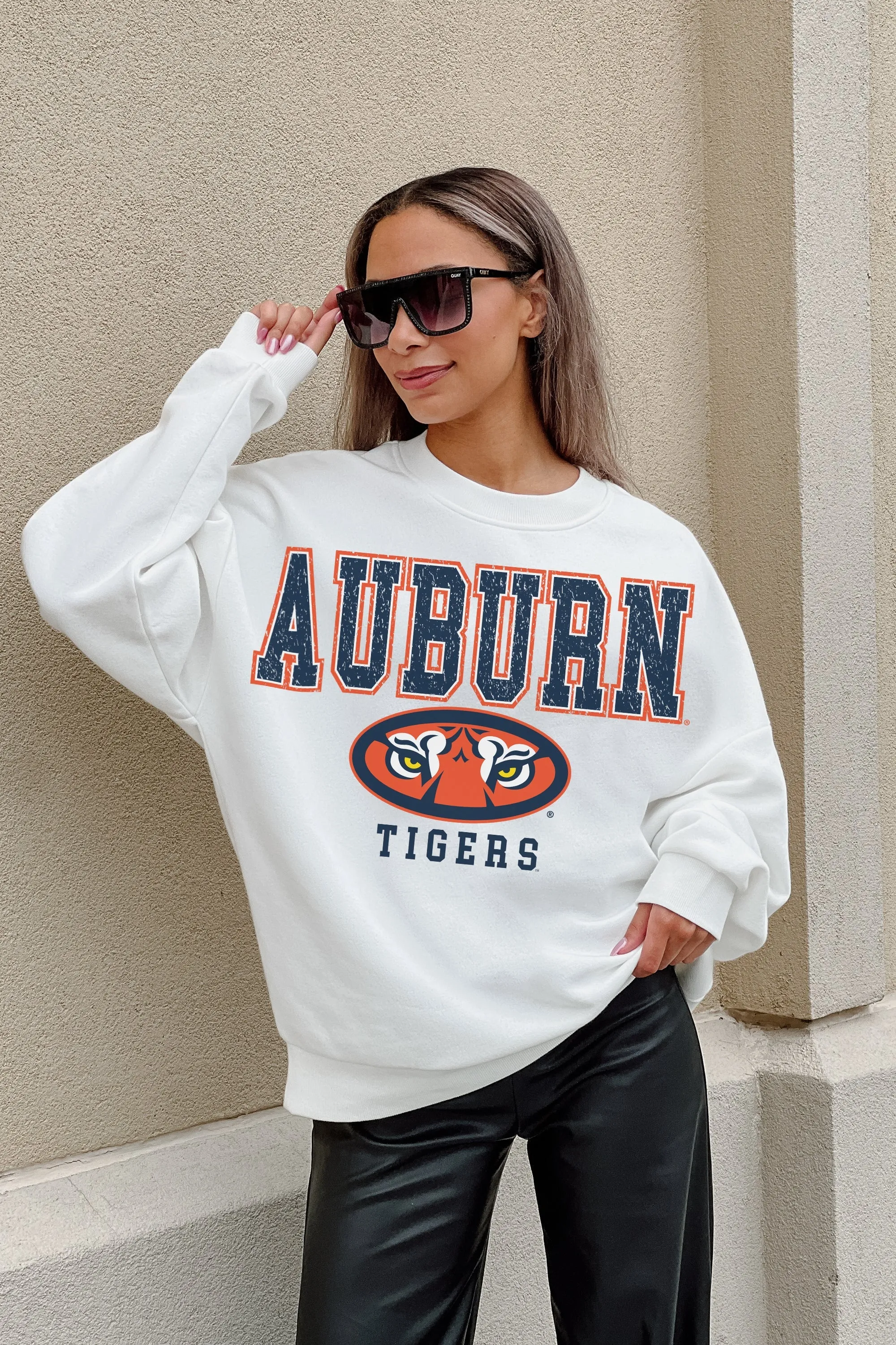 AUBURN TIGERS FREESTYLE PREMIUM FLEECE DROP SHOULDER CREWNECK PULLOVER
