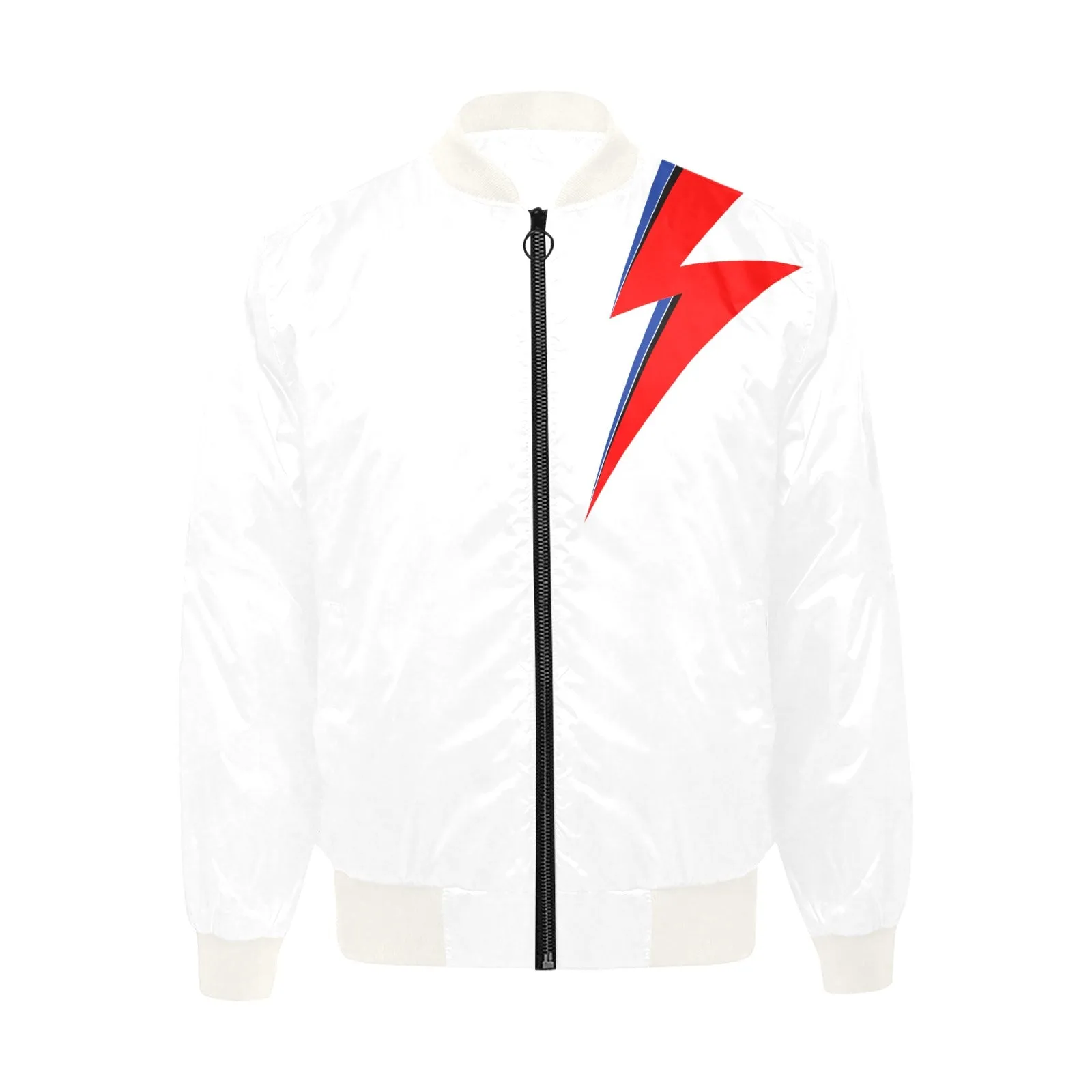 Bowie Thunderbolt Quilted Bomber Jacket (White)