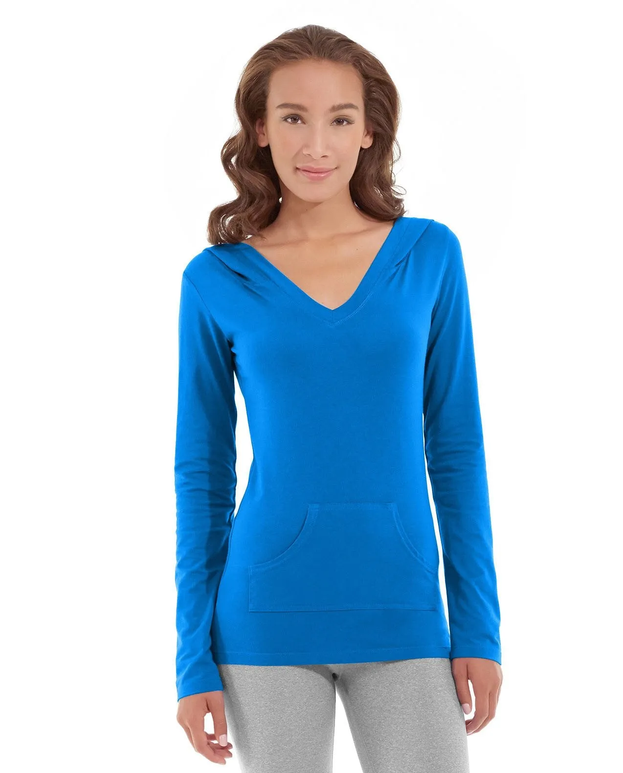 Eos V-Neck Hoodie-L-Blue