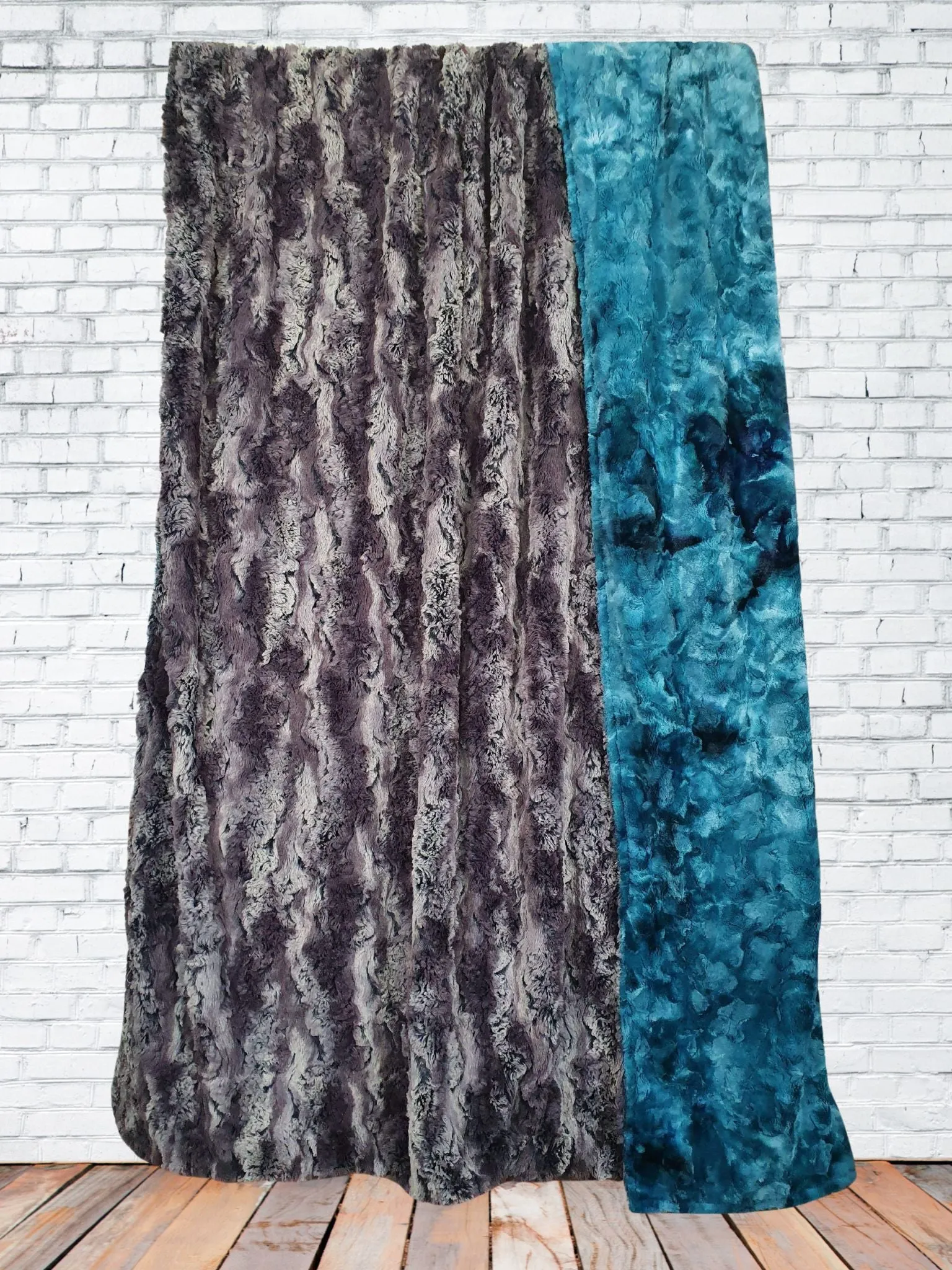 Gray Wild Rabbit Minky and Mallard Galaxy Minky Blanket