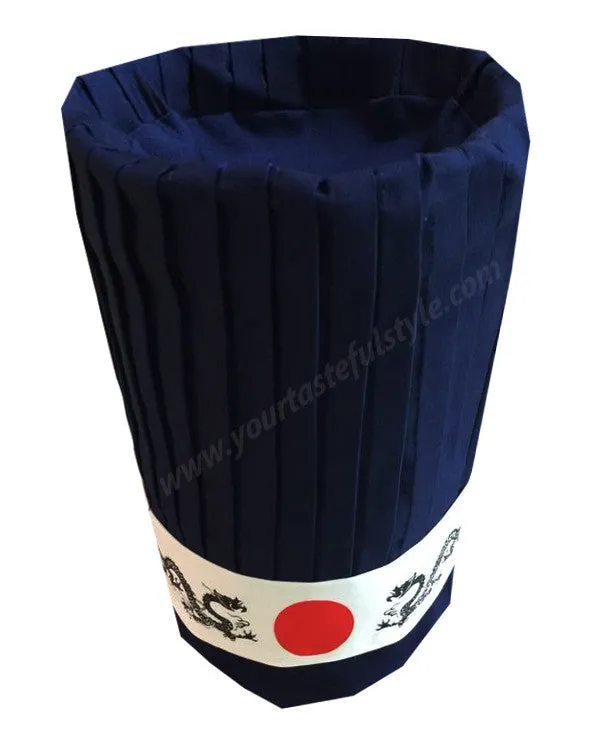 High-Quality Hibachi Chef Tall Hat Set Dark Blue Color