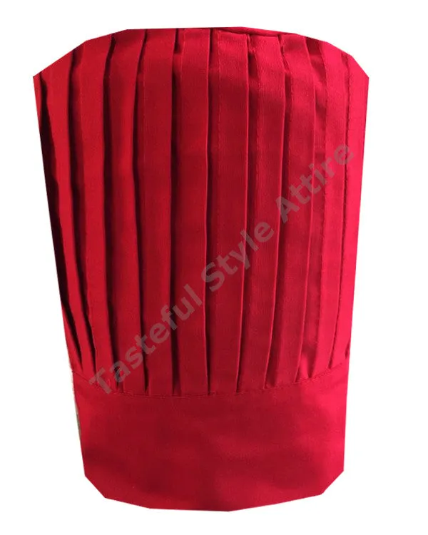 High-quality Restaurant Chef Tall Hat set Red color