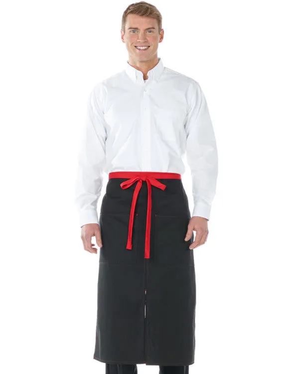 High-Quality Split Bistro Apron with Red Color Blocked