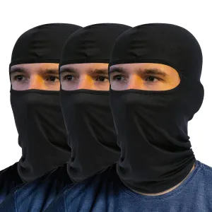 KINGSWAY® Face Mask Balaclava for Bikers, Full Face Cover Riding Gear Bike & Cycling Accessories Helmet Liner for Men Women Save from UV Sun and Dust, 4 Way Stretch, Sweat Absorbing, Black, Pack of 3
