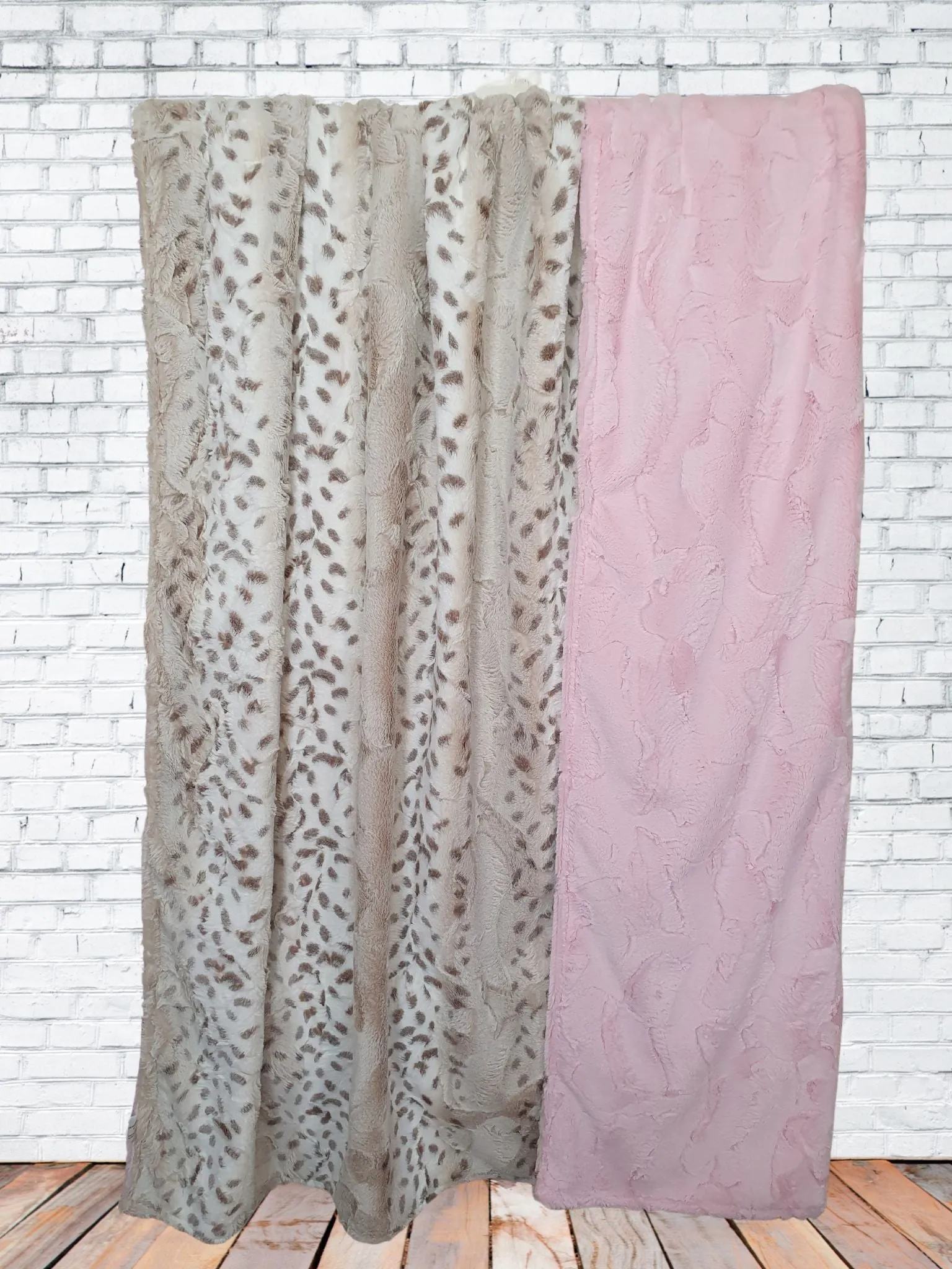 Lynx Minky and Blush Hide Minky Blanket