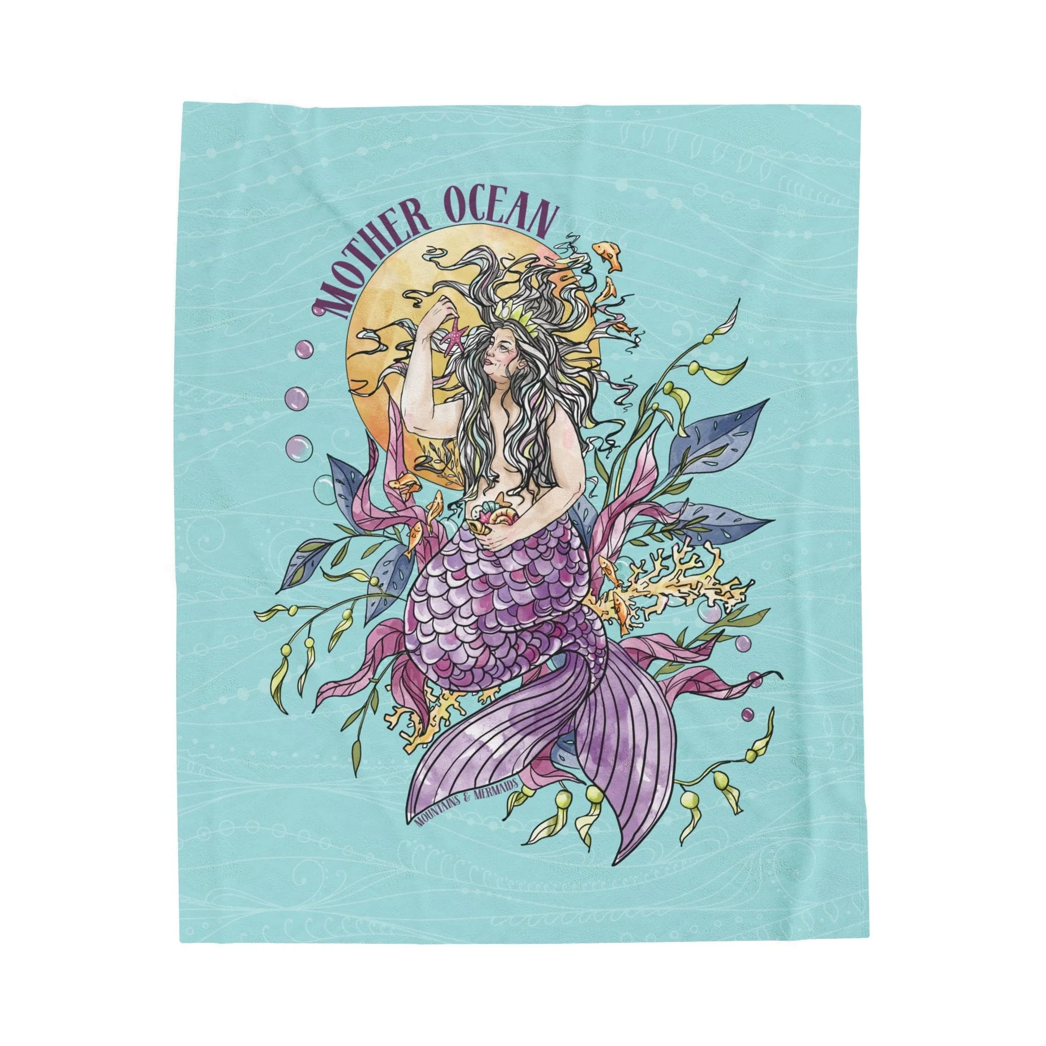 Mother Ocean Mint Mermaid Plush Blanket