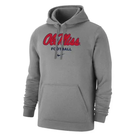 Nike Ole Miss Football Club Fleece PO Hoodie - Grey