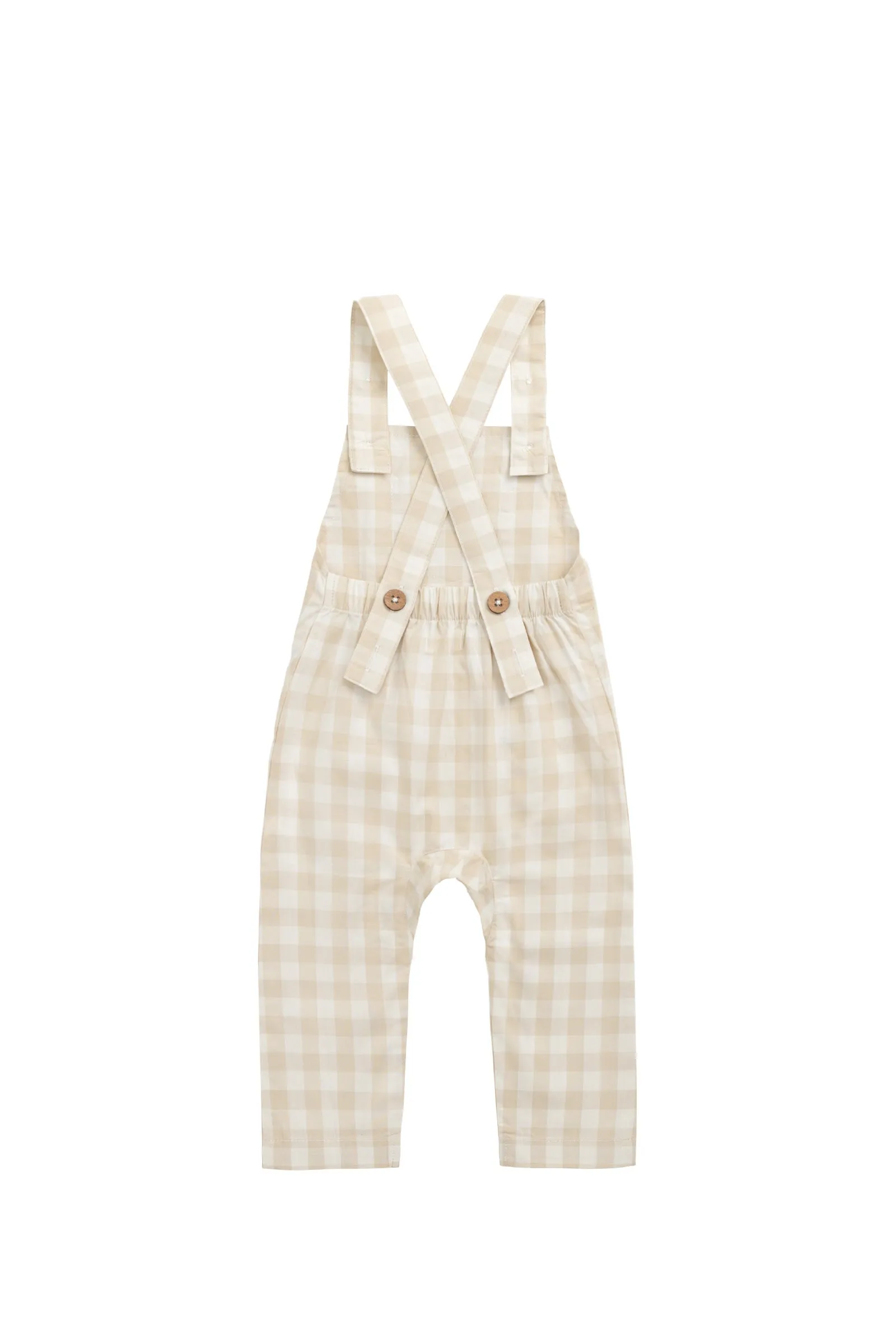 Organic Cotton Kingston Overall - Gingham Pale Khaki