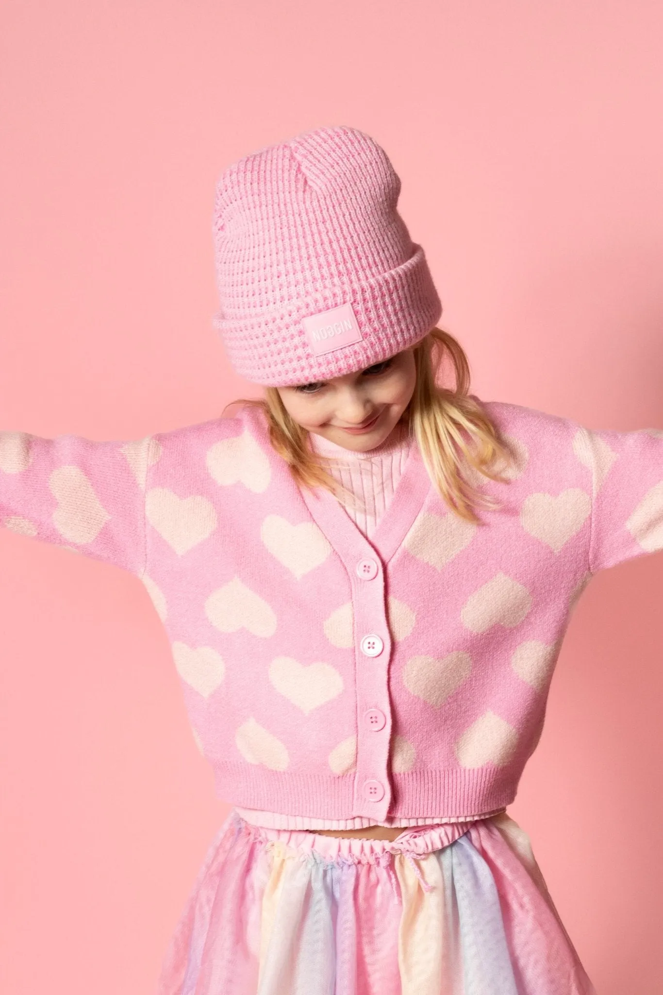 PINK WarmHug Waffle Beanie