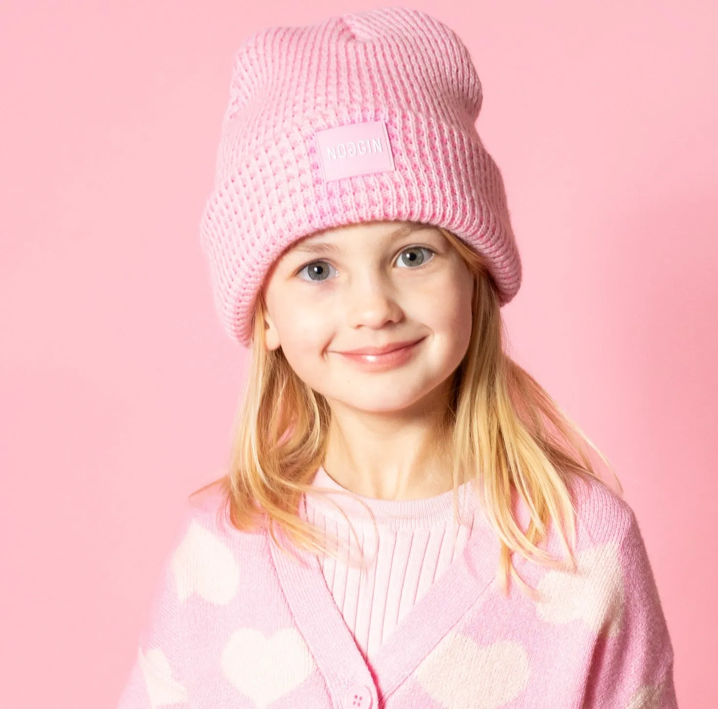 PINK WarmHug Waffle Beanie