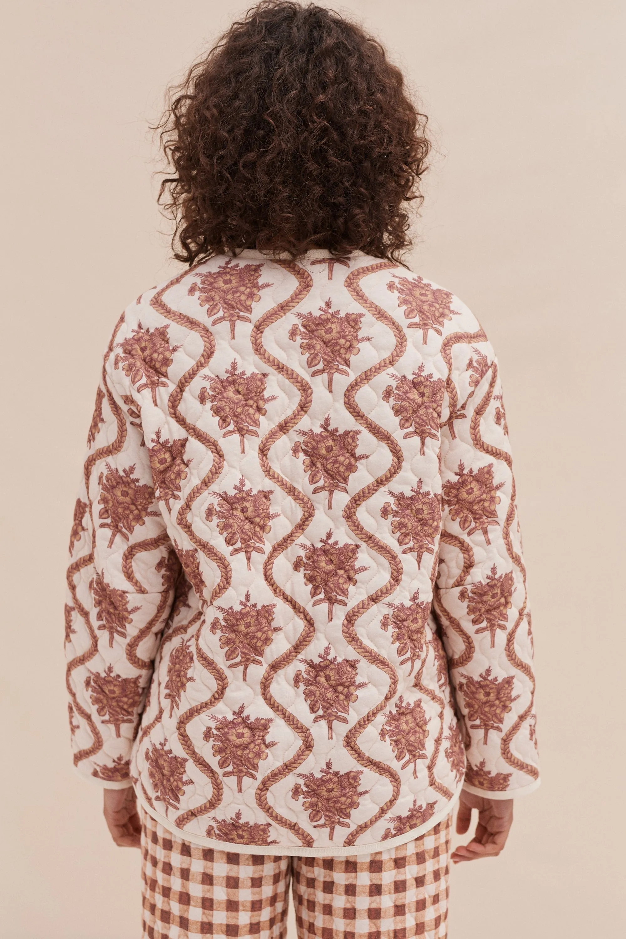 Quilted Set in Alpen Flora Print Cream and Brown