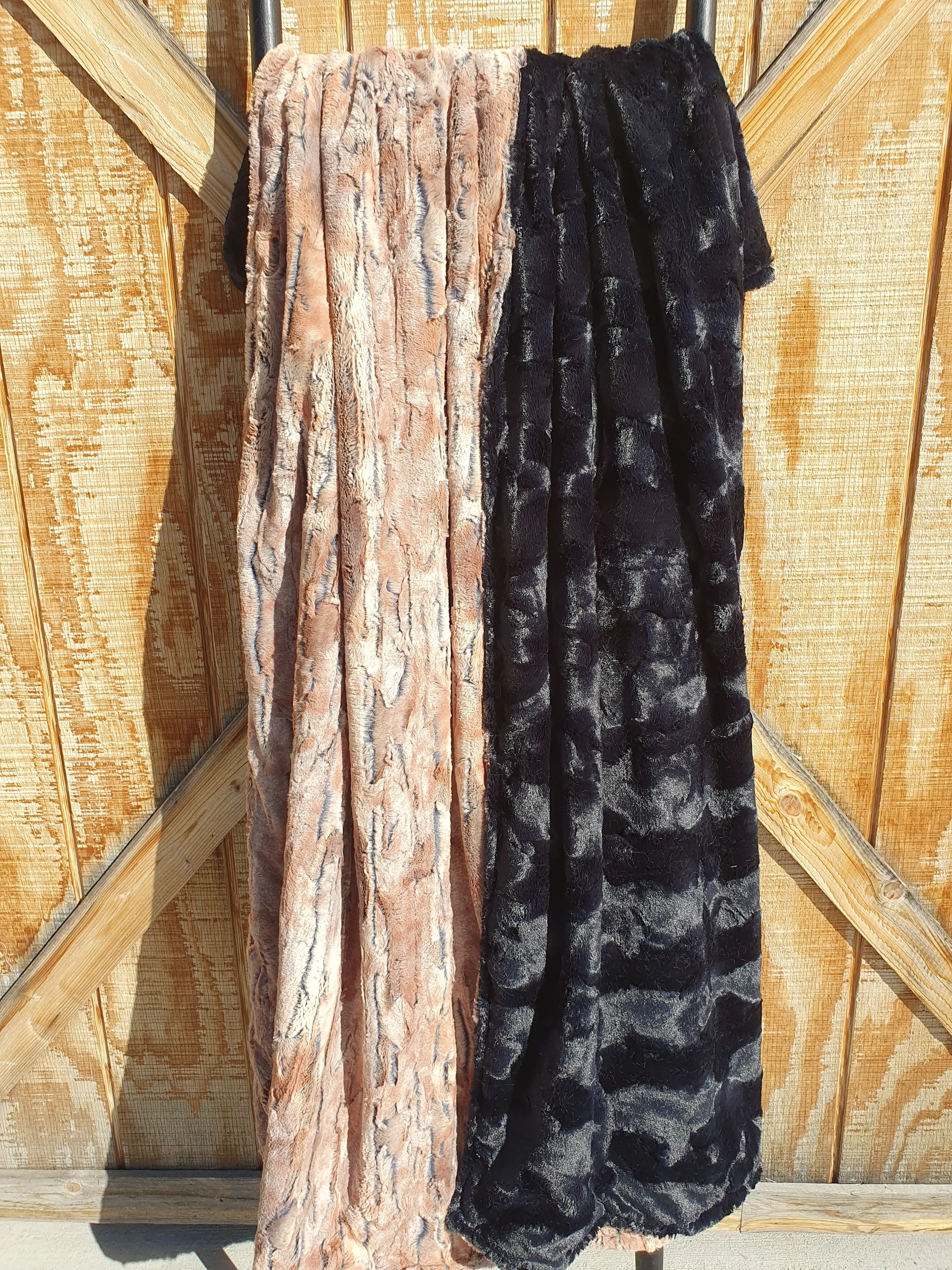 Red Fox and Black Hide Minky Blanket