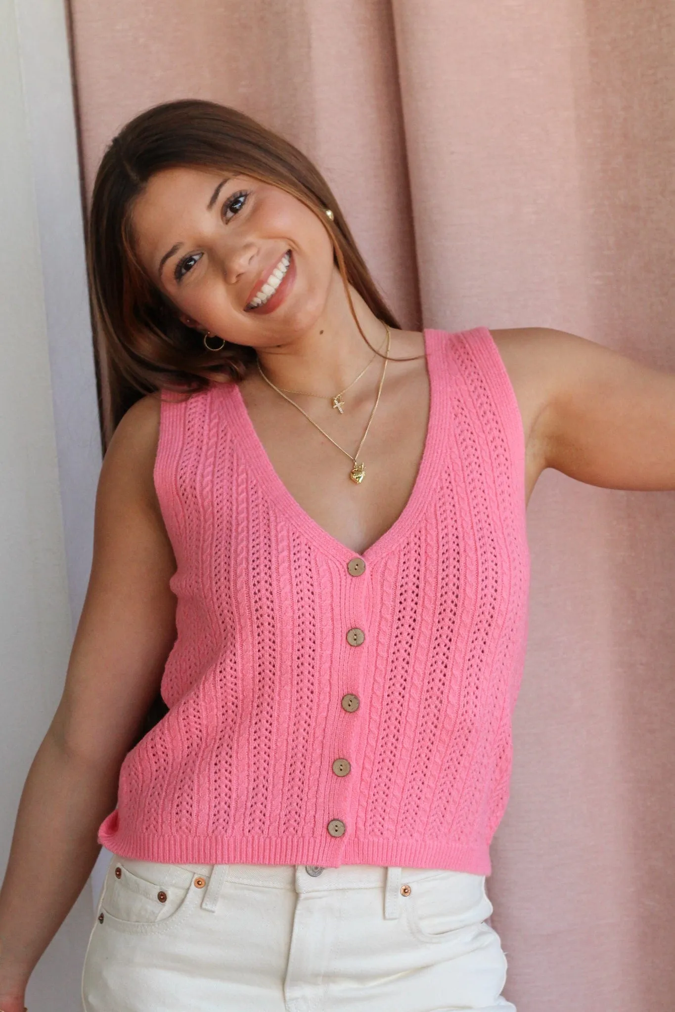 Reef Knit Button Front Vest- 2 Colors!