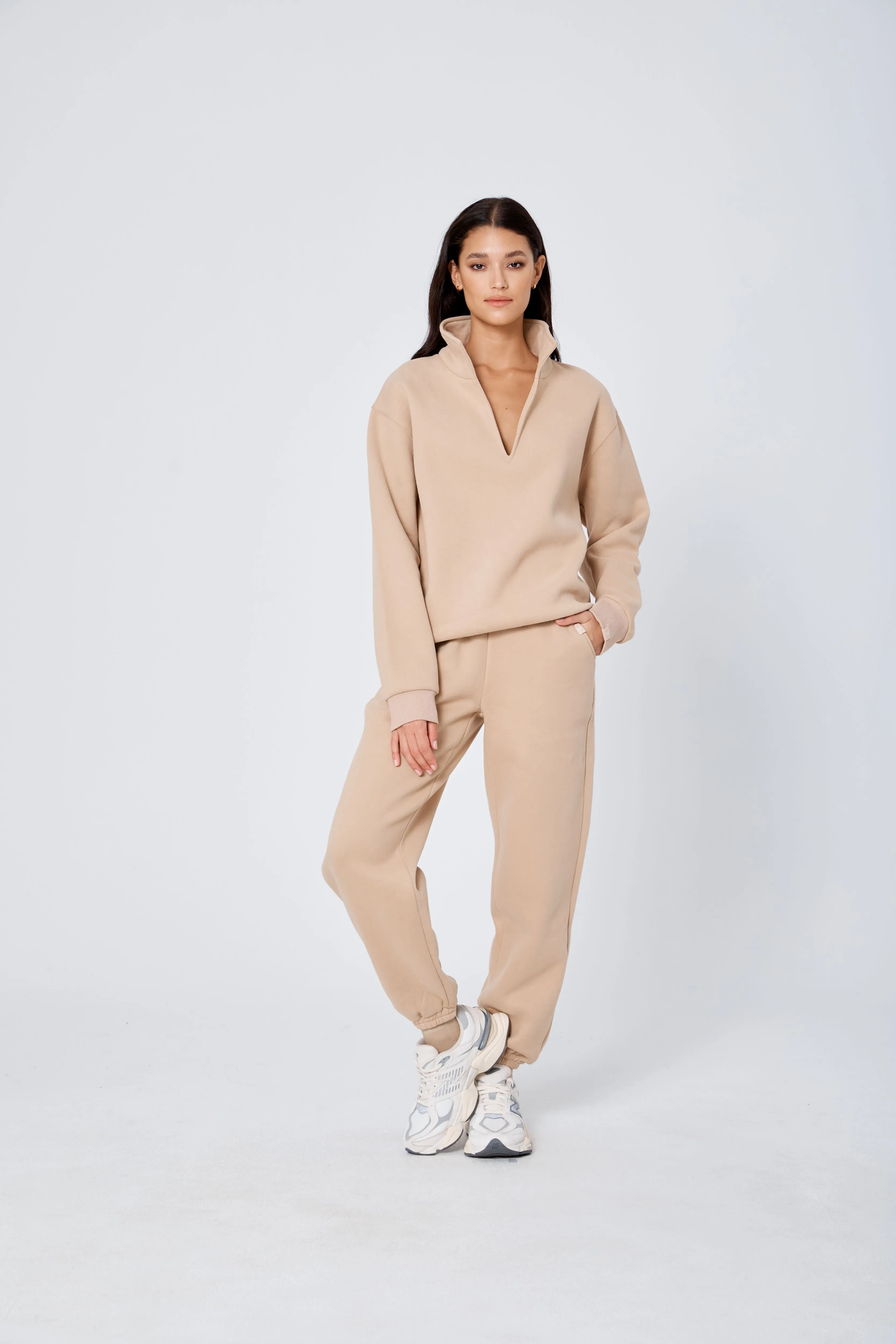 ROZALIA x ATOIR Womens The Collar Jumper Sand