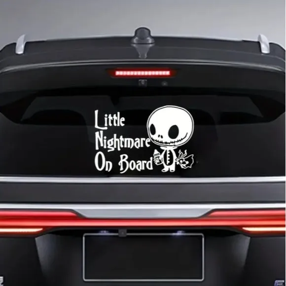 Vinyl Car Truck Window Decal Sticker | Little Nightmare On Board | White