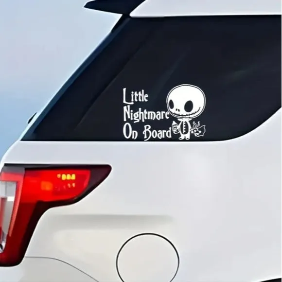 Vinyl Car Truck Window Decal Sticker | Little Nightmare On Board | White