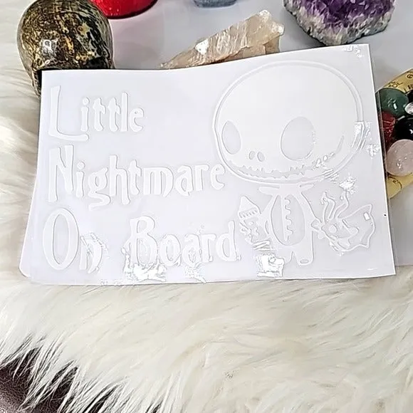 Vinyl Car Truck Window Decal Sticker | Little Nightmare On Board | White