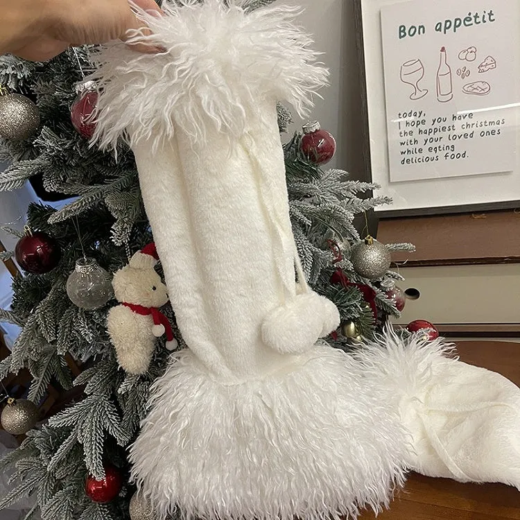 White Lolita Shaggy Cuffs Leg Warmers With Heart-shaped Pompons